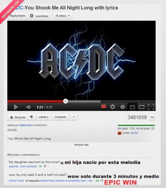 youtube,troll,comentario,acdc,tres,minutos,cancion,durar,precoz