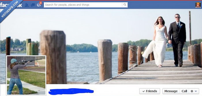 fotos de portada,boda,pareja,recien casados,escopeta,envidia,celos