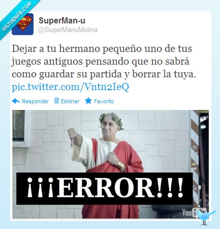 error,juego,hermano pequeño,guardar partida