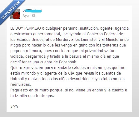 facebook,privacidad,hoax,lannister,pega,muro,muggle,timo