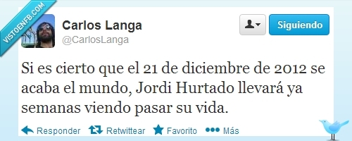 fin del mundo,ver,pasar su vida,tweet,twitter,jordi hurtado,2012,21 diciembre 2012