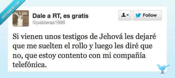 testigo,jehova,dejar,soltar,rollo,contento,compañia,telefonica