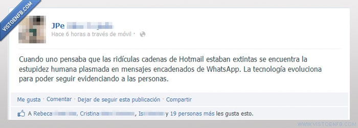 whatsapp hotmail cadenas estupidez humana tecnología