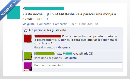 fiesta,trabajo,enferma,gastroenteritis,salir