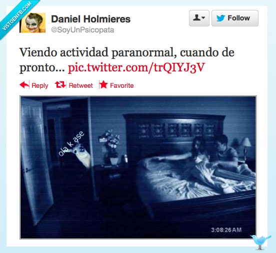 llama,actividad paranormal,ola ke ase,paranormal activity,cama,miedo