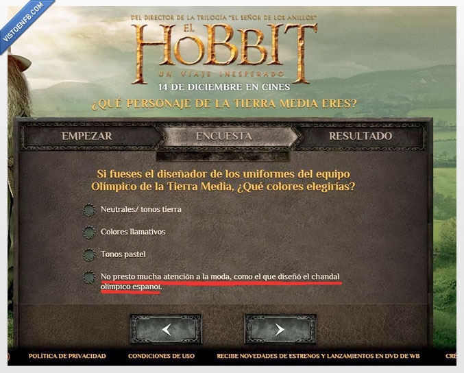 hobbit,cuestionario,encuesta,hortera,atencion,chandal,moda,olimpiadas,el hobbit