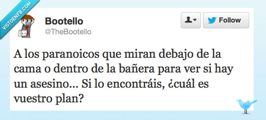 paranoico,mirar,Plan,asesino,bañera,cama