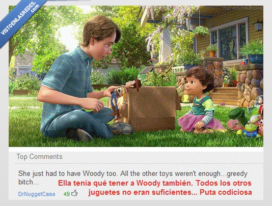 Toy Story 3,codiciosa.,regalarlos,juguetes,Woody,Andy