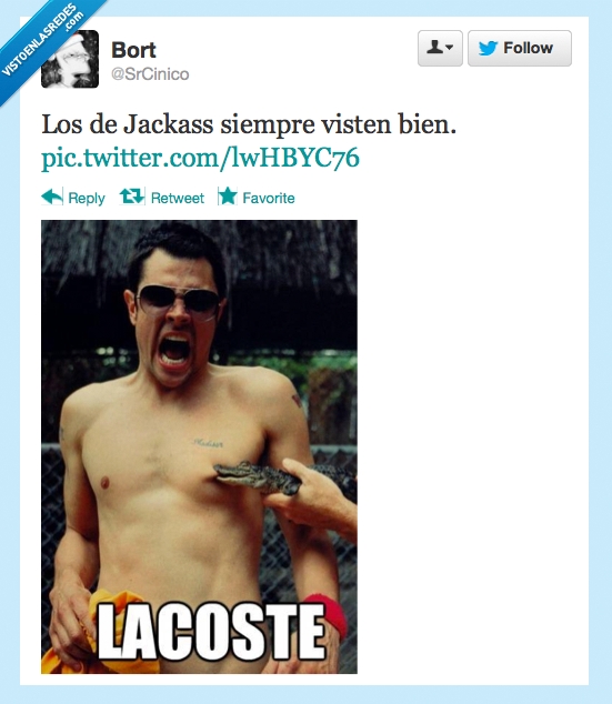 johnny knoxville,mordida,pezon,cocodrilo,lacoste,pijo,jackass