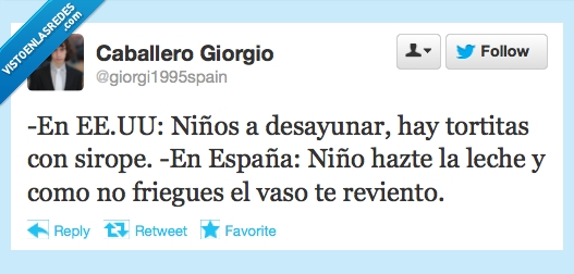 desayuno,tortita,eeuu,estados unidos,sirope,españa,niño,leche,friegues,fregar,vaso,reviento