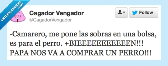 padre,comprar,hijo,perro,sobras,camarero