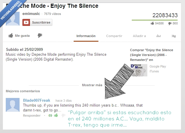 rex,comentario,dinosaurio,youtube,video,depeche mode,ahora todo el mundo irá a ver el video y pondrá