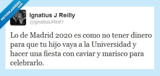 madrid 2020,crisis,hambre,fiesta,tira el dinero,JJOO