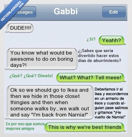 mejores amigos,ikea,armario,narnia,ocultarse,aburrido