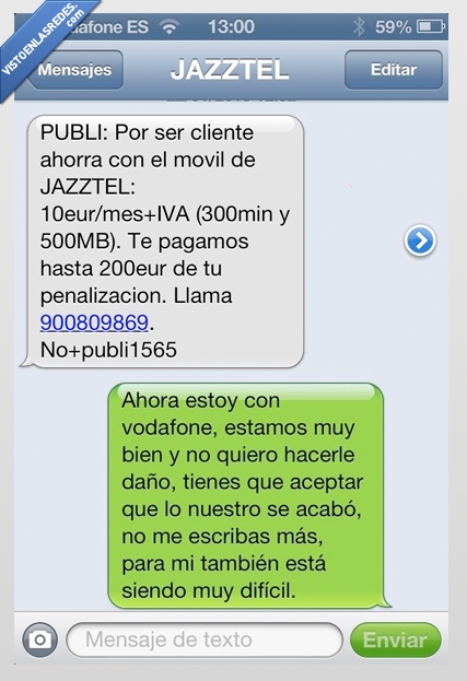 jazztel,amor imposible,sms