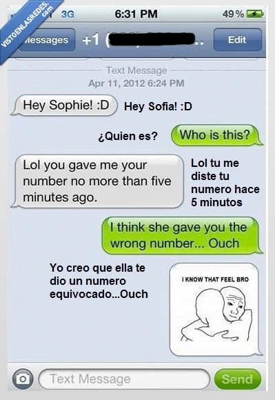 falso,whatsapp,se como te sientes,ouch,sms,numero equivocado