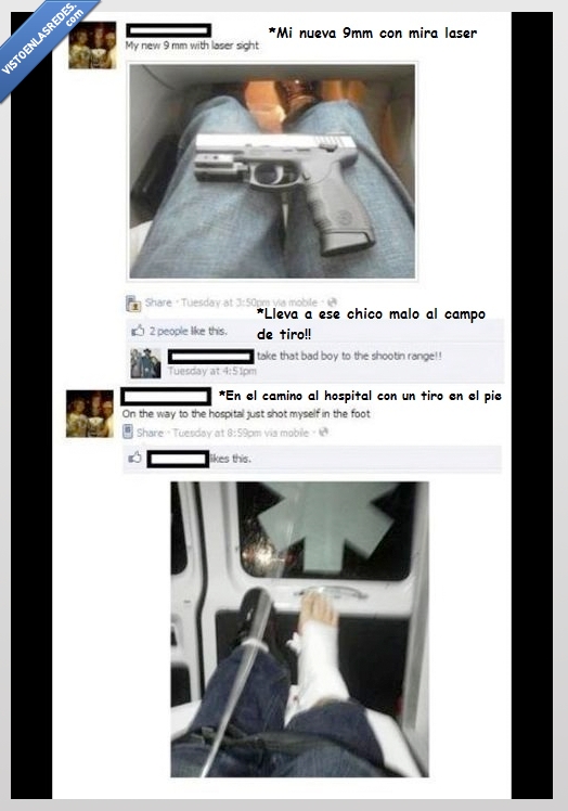 arma,9mm,pistola,reto,laser,hospital,pierna,accidente