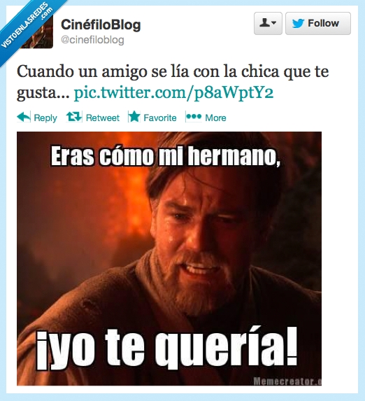 gusta,chica,lia,amigo,querer,queria,star wars,anakin,hermano,ObiWan,Twitter,Memes