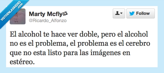 alcohol,hace,ver,doble,problema,cerebro,imagen,estereo
