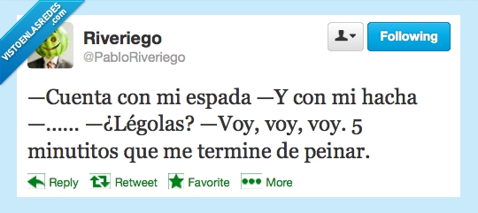 peinar,Légolas,hacha,espada,señor de los anillos