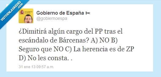 Barcenas,Rajoy,dimisión,gobierno,corrupto,twiter,el pais,IRP,negro,cobros,sobre