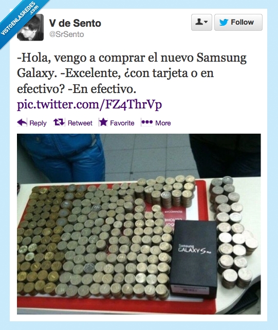 Samsung Galaxy,tarjeta,efectivo,monedas
