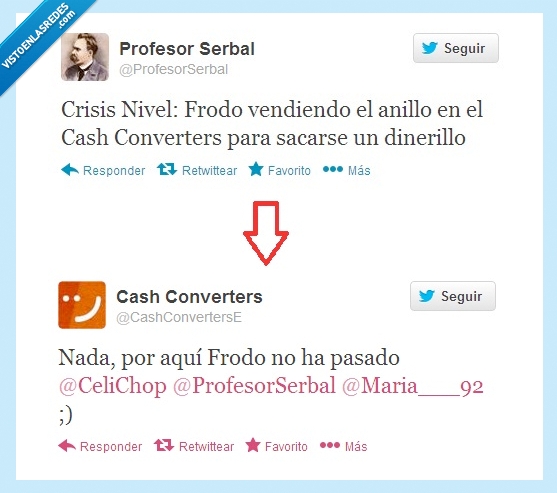 pasado,frodo,anillo,vender,cash,cash converters