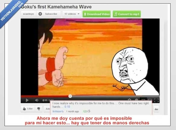 imposible,dragon ball,db,kamekameha,manos,derecha,video,youtube,. cometario
