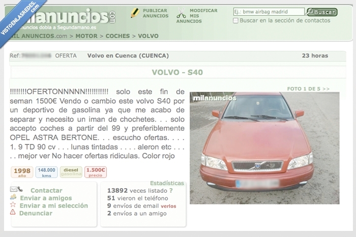 vender,coche,volvo,rapido,separar,iman,chochetes