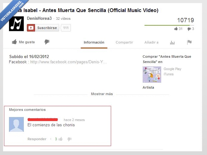 Comienzo de las chonis,María Isabel,comentario,youtube