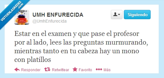 exámen,murmurar,mono,platillos,profesor