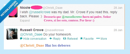 do your homework,deberes,fans,russel crowe,padre