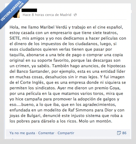 Maribel Verdú,hipodresia,injusticia,cine