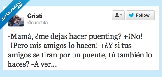 tirar,a ver,puente,amigo,puenting,madre,mama
