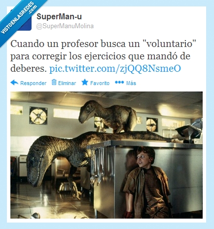 velocirraptor,parque jurásico,profesor,deberes,voluntario
