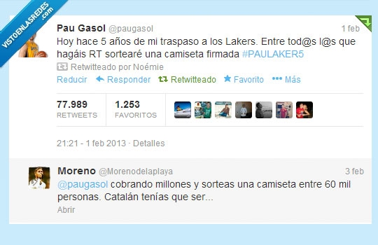 Pau,Pau Gasol,catalán,CataluÑa,rata,millones,lakers