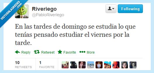 viernes,estudiar,domingo,tarde