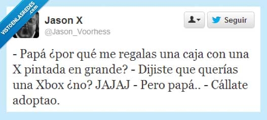 niño,padre,xbox,lol,troll,caja,regalo,cállate,pintada,adoptao