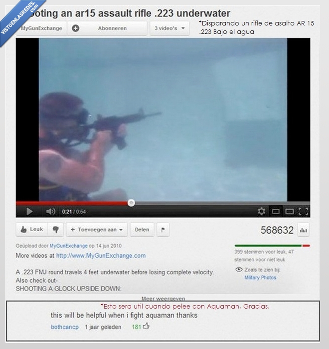 aquaman,pelea,rifle,broma,comentario,youtube,arma,pistola,disparar