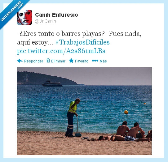 cani,uncanih,tonto,dificil,trabajo,playas,barrendero