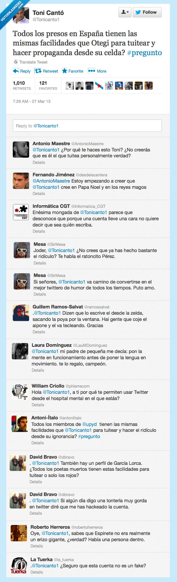 toni canto,liar,celda,tuitear,internet,pregunto