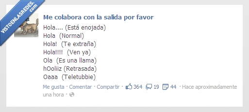 Llama,ola ke ase,teletubbie,saludar,retraso
