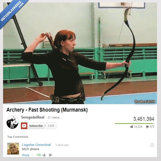 youtube,legolas,comentario,arquera,arco