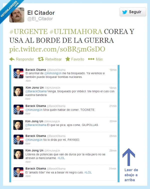 HUEHUEHUE,actualidad,guerra,corea del norte,usa,barack obama,kim jong un,chorrada,fake