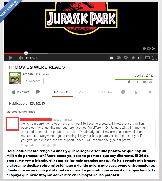 patata,youtube,skyfall,jurassic park,smosh