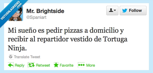 pizzero,pedir,vestido,Twitter,Tortuga Ninja,Pizza,Sueño,disfrazado,abrir