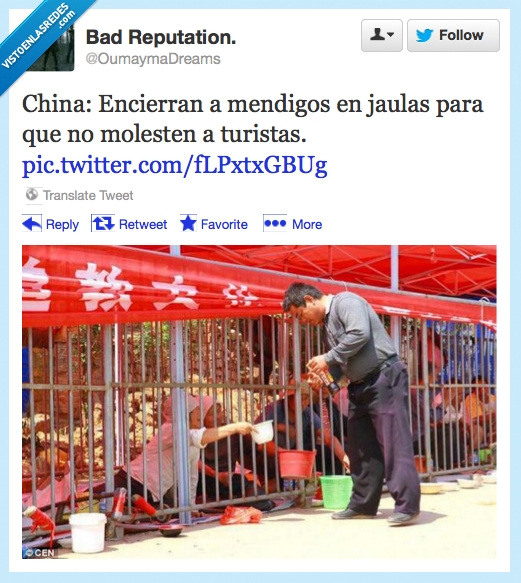 china,encierra,mendigo,jaula,turista,molesta,pobre,cerrar,pedir