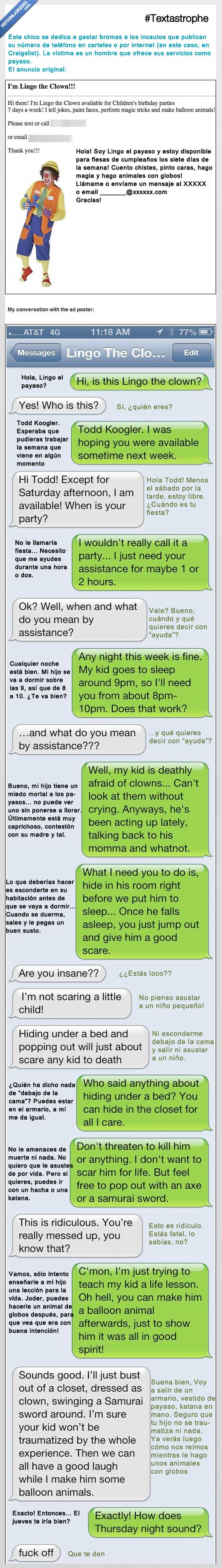 craigslist,payaso,textastrophe,hijo,niño,asustar