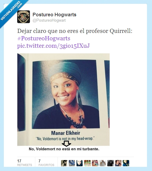 quirrell,negra,alumno,turbante,harry potter,voldemort