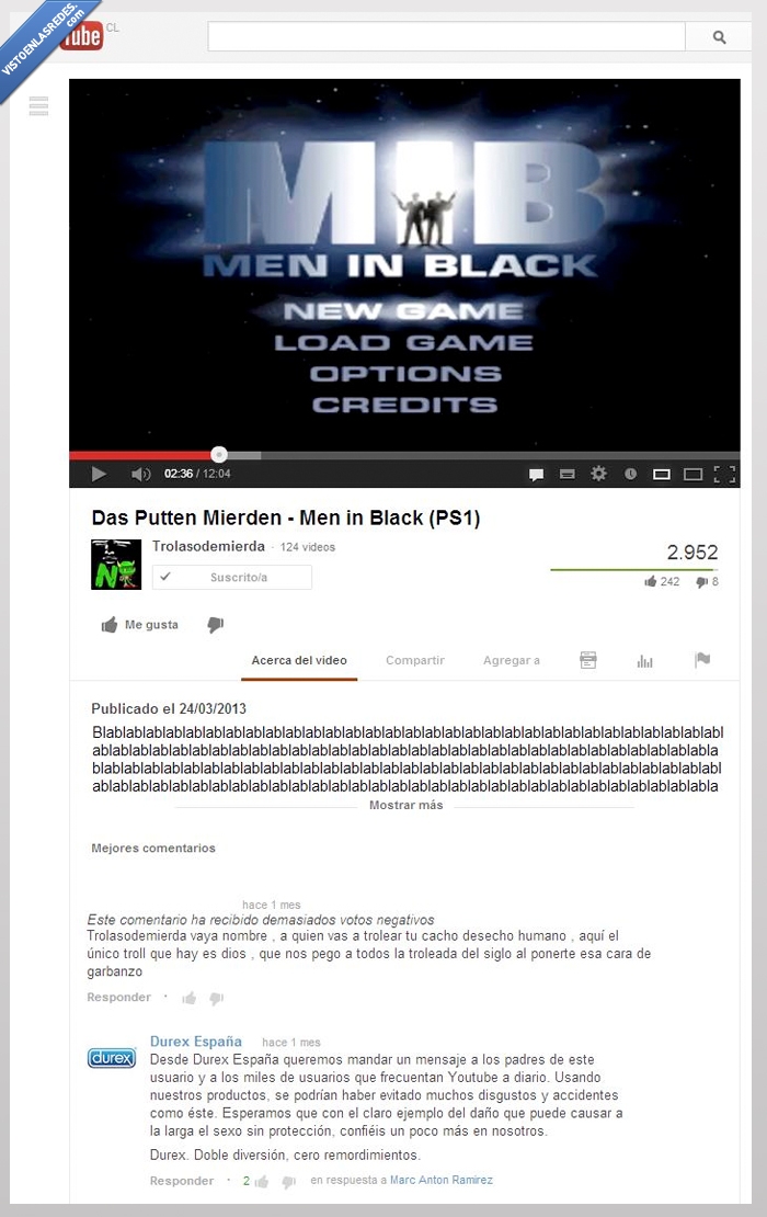 men in black,youtube,condones,durex,usuario,tonto